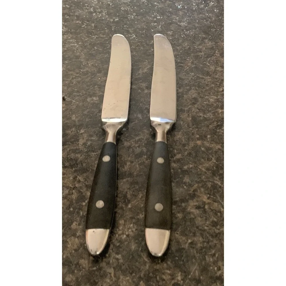 Hampton Silversmiths BISTRO BLACK Butter Knives Lot Set of 2 Stainless